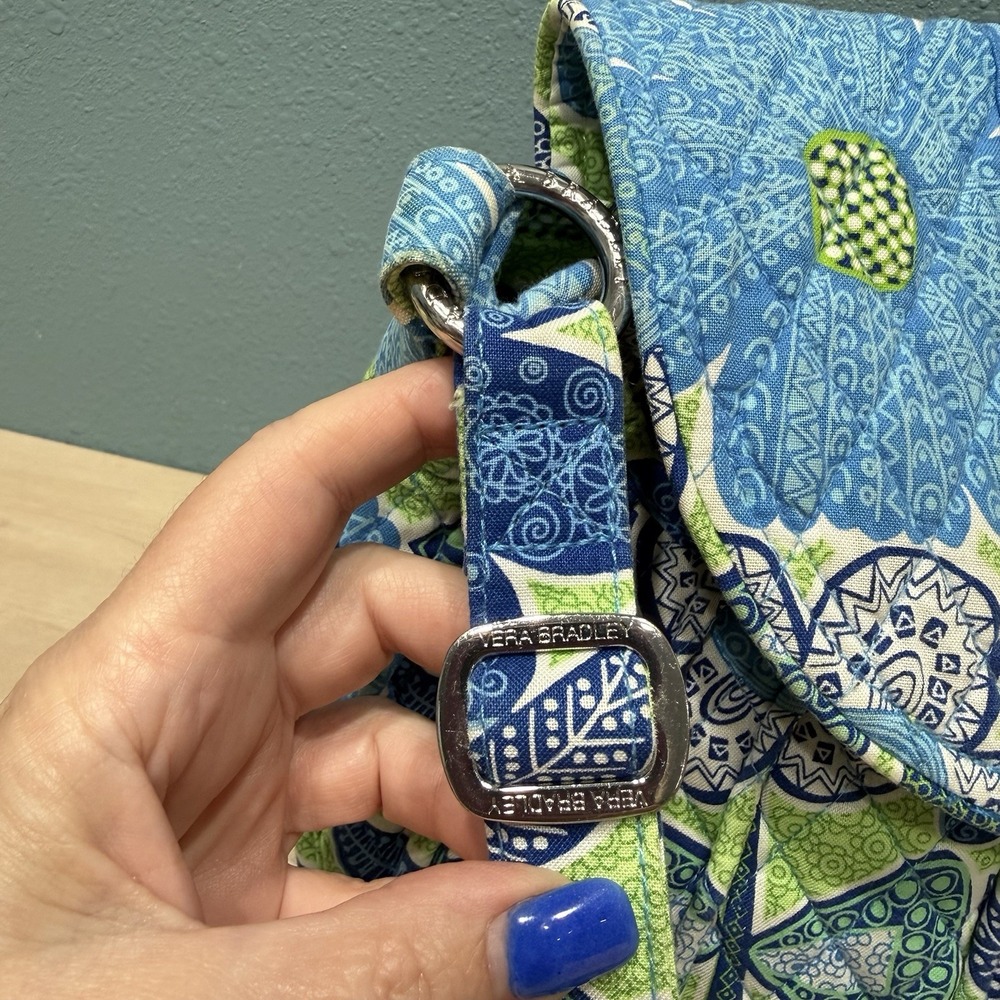 Vera Bradley Rare HTF Clare Crossbody Saddle Bag in Doodle Daisy Green & Blue's - Picture 12 of 16